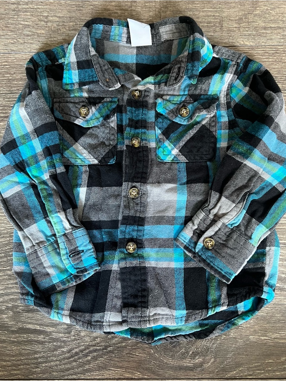 Kids Plaid Button-Up Shirt - Blue & Black